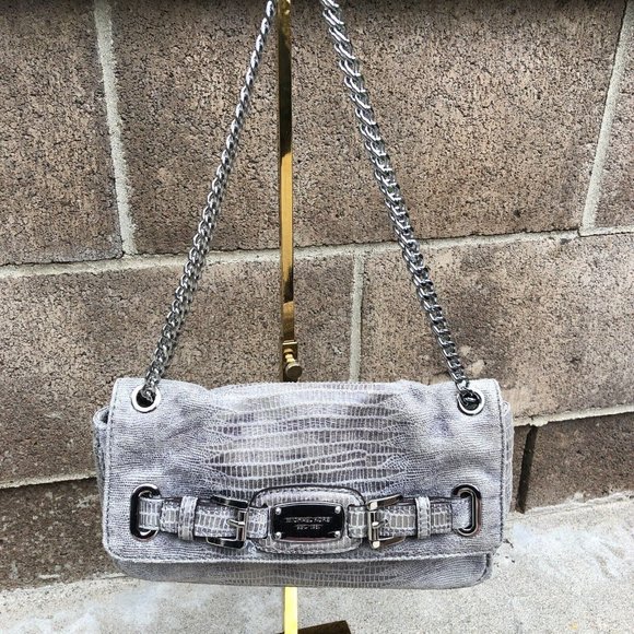 MICHAEL KORS Hamilton Python Embossed Leather Purse Chain Strap Shoulder Bag - Picture 1 of 13